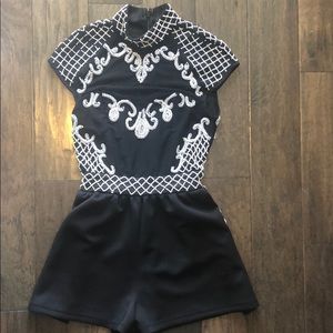 Black Romper with White Beads Size Small